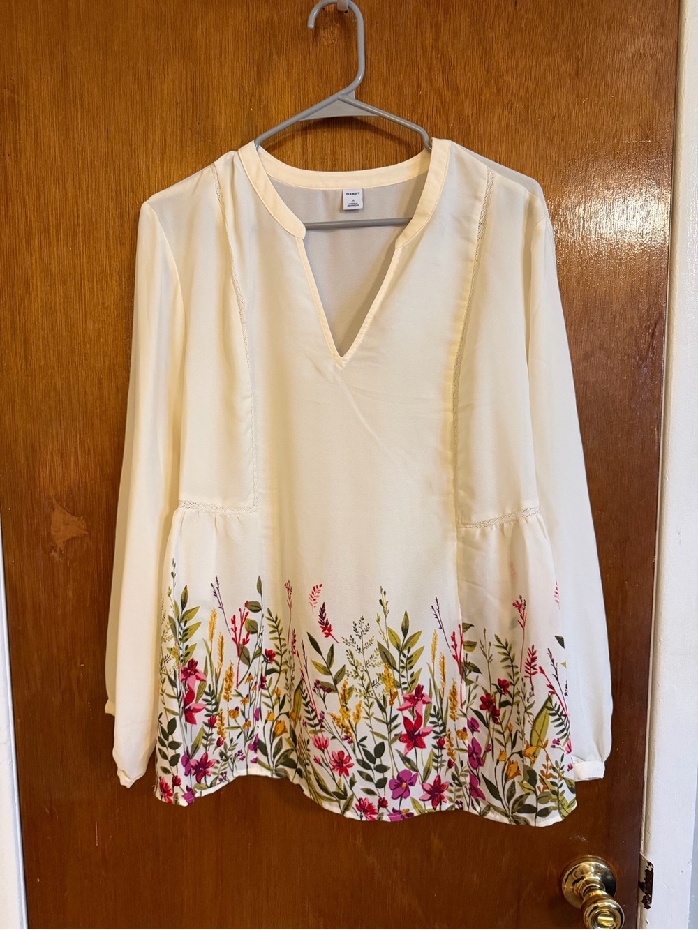 Cream Tunic with Floral Hem